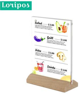 A5 Houten Stand Magnetische Acryl Fotolijst Menu Kaarthouder Tafel Teken Display Stand T-Type Reclame Poster Label frame