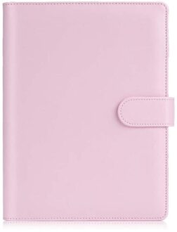 A5 Lederen Losbladige Refill Notebook Cover Spiraal Bindmiddel Macaron Kleurrijke Planner Boek Vervanging Cover Kawaii Stationaire roze