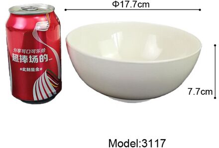 A5 Melamine Wit Ronde Kom Imitatie Porseleinen Servies Soepkom Hotel Restaurant Commerciële Servies Noedelkom 3117