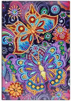 A5 Notebook DIY Creatieve Speciale Vormige Diamant Schilderij Notebook Vlinder bloem Dagboek Boek Borduurwerk Diamant Kruissteek Notebook-2