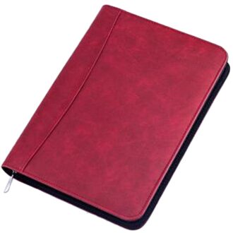 A5 Padfolio met Rekenmachine Rits Bindmiddel Notebook Aktetas PU Leer Bestand Executive Map Spiraal Reizen Note Book Rood