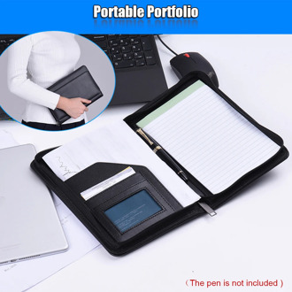 A5 PU Leather Manager Folder Business Portable Folder Document Case Organizer with Business Card Holder Memo Note Pad
