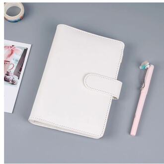 A5 Pu Lederen Notebook Bindmiddel Hervulbare 6 Ringband Voor Losse Blad Personal Planner Organizer Cover Met Magnetische Gesp wit