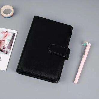 A5 Pu Lederen Notebook Bindmiddel Hervulbare 6 Ringband Voor Losse Blad Personal Planner Organizer Cover Met Magnetische Gesp zwart