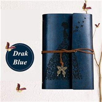 A6 14.5x10.5 cm losbladige 80 Sheets Fotoalbum PU Leer Kaki Papier Vlinder Tiener Meisje Dagboek notebook Hand Bandjes Boeken marine