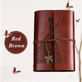 A6 14.5x10.5 cm losbladige 80 Sheets Fotoalbum PU Leer Kaki Papier Vlinder Tiener Meisje Dagboek notebook Hand Bandjes Boeken rood bruin
