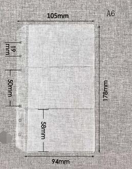 A6 6 Gaten Losse Blad Pvc Tas, Notebook Planner Collection Zig Tas Pen Opslag Ingesloten Bag Accessoire A6 name card