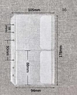 A6 6 Gaten Losse Blad Pvc Tas, Notebook Planner Collection Zig Tas Pen Opslag Ingesloten Bag Accessoire A6 two pocket