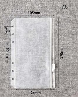 A6 6 Gaten Losse Blad Pvc Tas, Notebook Planner Collection Zig Tas Pen Opslag Ingesloten Bag Accessoire A6 zip