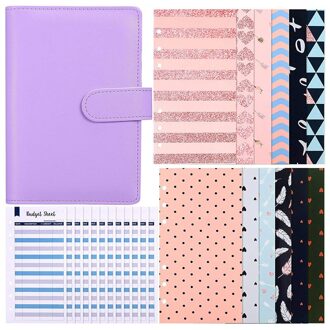 A6 Pu Lederen Notebook Bindmiddel 12 Stuk Budget Enveloppen Cash Planner Organizer 12 Stuks 6 Gaten Kosten Budget Lakens paars
