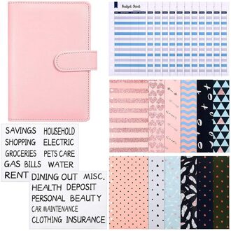 A6 Pu Lederen Notebook Bindmiddel 12 Stuk Budget Enveloppen Cash Planner Organizer 12 Stuks 6 Gaten Kosten Budget Lakens roze