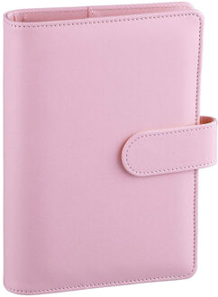 A6 Pu Lederen Notebook Losbladige Bindmiddel Hervulbare 6 Ringband Cover Met Magnetische Gesp Sluiting roze