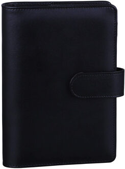 A6 Pu Lederen Notebook Losbladige Bindmiddel Hervulbare 6 Ringband Cover Met Magnetische Gesp Sluiting zwart