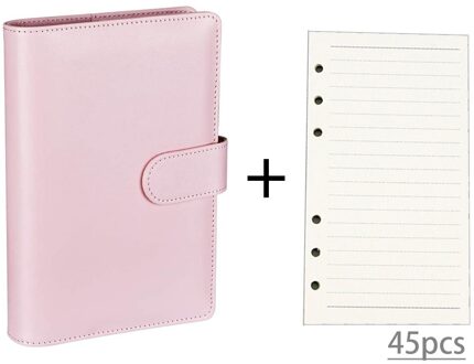 A6 Pu Loose Leaf Binder Losbladige Kern Diy Bindmiddel Notebook Cover Note Book Journal Kantoor School Briefpapier roze-45 sheet