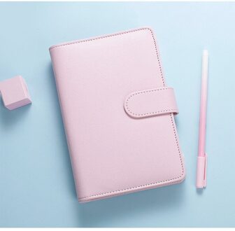 A6 Pu Loose Leaf Binder Losbladige Kern Diy Bindmiddel Notebook Cover Note Book Journal Kantoor School Briefpapier roze
