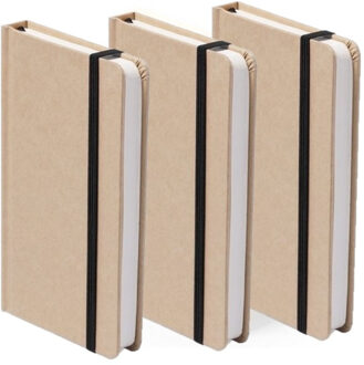 A6 schrift harde kaft - 10x stuks - zwart elastiekje - notitieboekje - opschrijfboekje - 100 blanco