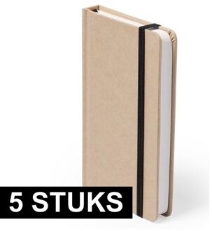 A6 schrift harde kaft - 5x - zwart elastiekje - notitieboekje - opschrijfboekje - 100 blanco paginas