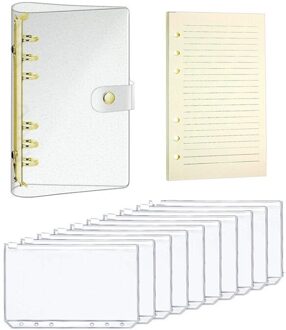A6 Transparante Pvc Notebook Cover Losse Dagboek Coil Ringband Filler Papier Planner Ontvangst Bag Card Opslag Agenda Voor School goud -12stk