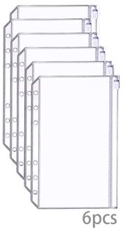 A6 Zachte Pvc 6 Ringband Cover Met Knipperende Transparante Notebook Rits Zak Losbladige Kern Boek Met drukknoop Dicht Bindmiddel Zipper zak -6stk