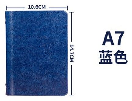A7 Kleine Notebook Met Hard Retro Cover Leather Mini Pocket Boek Losse Notepad Briefpapier Notebooks Office Accessoires Blauw