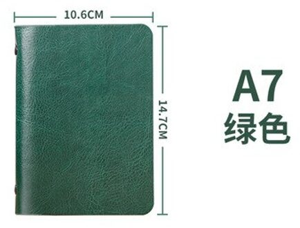 A7 Kleine Notebook Met Hard Retro Cover Leather Mini Pocket Boek Losse Notepad Briefpapier Notebooks Office Accessoires groen