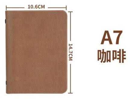 A7 Kleine Notebook Met Hard Retro Cover Leather Mini Pocket Boek Losse Notepad Briefpapier Notebooks Office Accessoires koffie