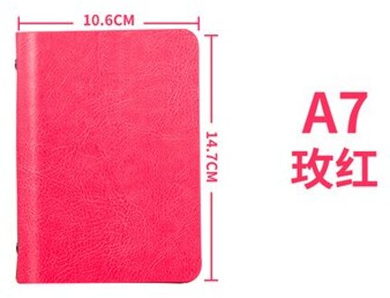 A7 Kleine Notebook Met Hard Retro Cover Leather Mini Pocket Boek Losse Notepad Briefpapier Notebooks Office Accessoires roos rood