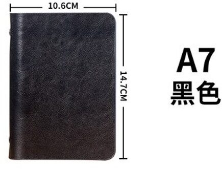 A7 Kleine Notebook Met Hard Retro Cover Leather Mini Pocket Boek Losse Notepad Briefpapier Notebooks Office Accessoires zwart