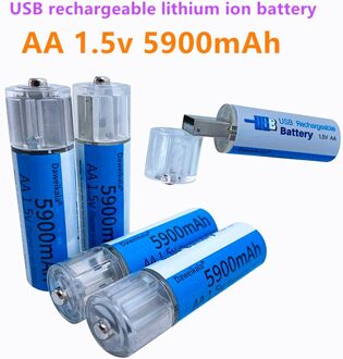 Aa 1.5V Batterij 5900Mah Usb Oplaadbare Lithium Ion Batterij Aa 1.5V Batterij Voor Afstandsbediening Speelgoed Licht batery + 2stk