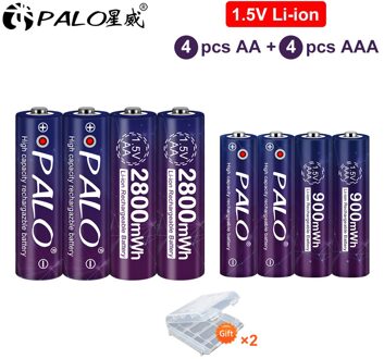 Aa + Aaa Oplaadbare Aa 1.5V 2800mwh/1.5V Aaa 900Mah Li-Ion Batterij Zaklamp Speelgoed Horloge MP3 speler 1.5V Lithium Aa Batterij 4AA AAA