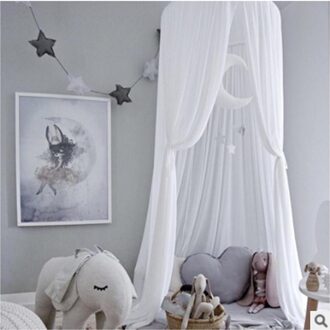 Aa Prinses Baby Kids Chiffon Paleis Bed Luifel Bedcover Klamboe Gordijn Beddengoed Koepel Tenten Bed Volant 240x260cm wit