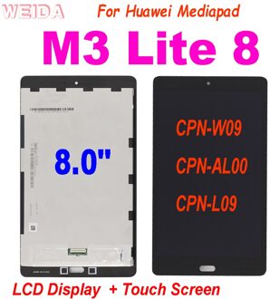 Aaa + 8.0 "Voor Huawei Mediapad M3 Lite 8.0 Lcd Touch Screen Digitizer Vergadering Voor Mediapad M3Lite 8 CPN-W09 CPN-AL00 Lcd wit Assembly