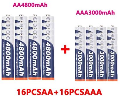 Aaa + Aa Oplaadbare Aa 1.5V 3800Mah-1.5V Aaa 3000Mah Alkaline Batterij Zaklamp Speelgoed Horloge MP3 Speler, 32stk