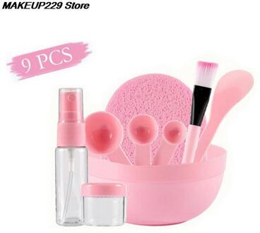 Aacar 9 Stks/set Diy Gezichtsmasker Gereedschap Kit Kom Borstel Lepel Stok Fles Spons Top Zelfgemaakte Make-Up Beauty Tool