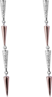 'Aada' Dames 925 Sterling Zilveren Set: Ketting + Oorbellen - Zilver/Roze SET-7433 Zilver en roségoud