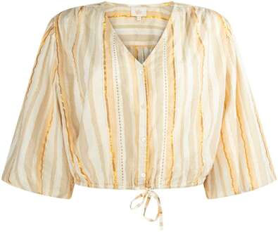 AAIKO Birget blouse co 466 beige gold striped Ecru - M