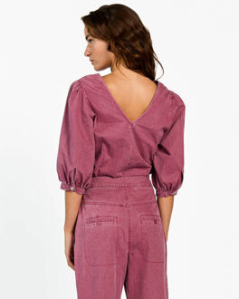 AAIKO Blouse korte mouw nicola twill co 5 Roze - L