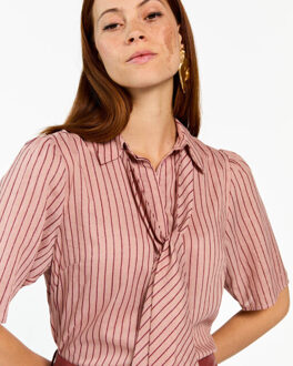 AAIKO Blouse korte mouw veronne stripe 35 Roze