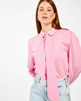 AAIKO Blouse lange mouw fenne colored str Roze
