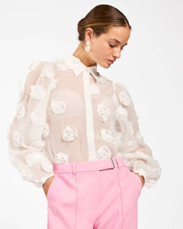 AAIKO Blouse lange mouw lien 3d pes Ecru - S