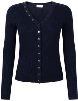 AAIKO Geribde top met knoopjes Amalia  donkerblauw - XL,XS,