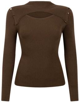 AAIKO Geribde top met knoopjes Zahra  donkergroen - XL,L,