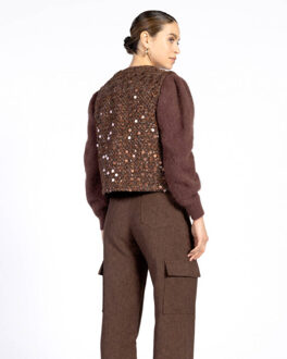 AAIKO Gilet narin tweed pes 5 - maat S Bordeaux