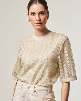 AAIKO Top korte mouw julice ny 521 - maat XS Ecru