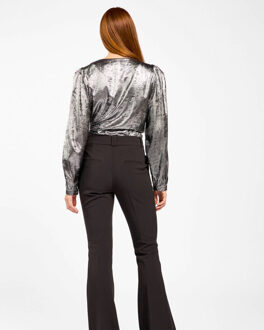 AAIKO Top lange mouw lyda shine pes 50 - maat M Zilver