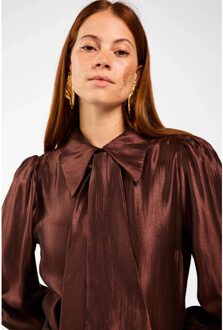 AAIKO Veronne tie shimm blouses Taupe - L