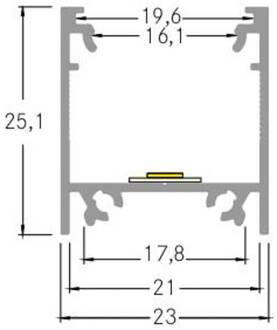 aanbouwprofiel hoogte 25 mm lengte 1 m wit