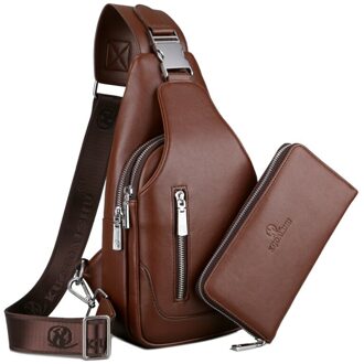 aangekomen mannen casual Schoudertas PU lederen Crossbody Tassen reizen Borst pakken Messenger bag Khakiwithwallet