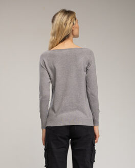 Aangesloten gebreide trui - maat M Grijs