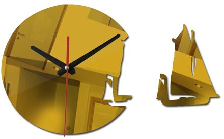 aankomen quartz Naald wandklokken acryl spiegel horloge modern horloge digitale klok home decor zeilboot stickers Enkel Gezicht Goud